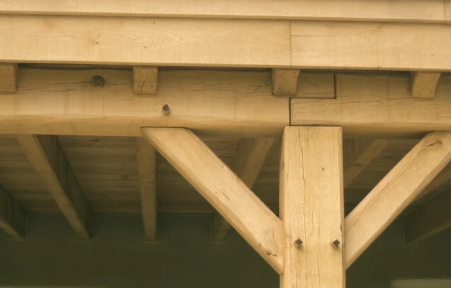 Detail van een houten constructie